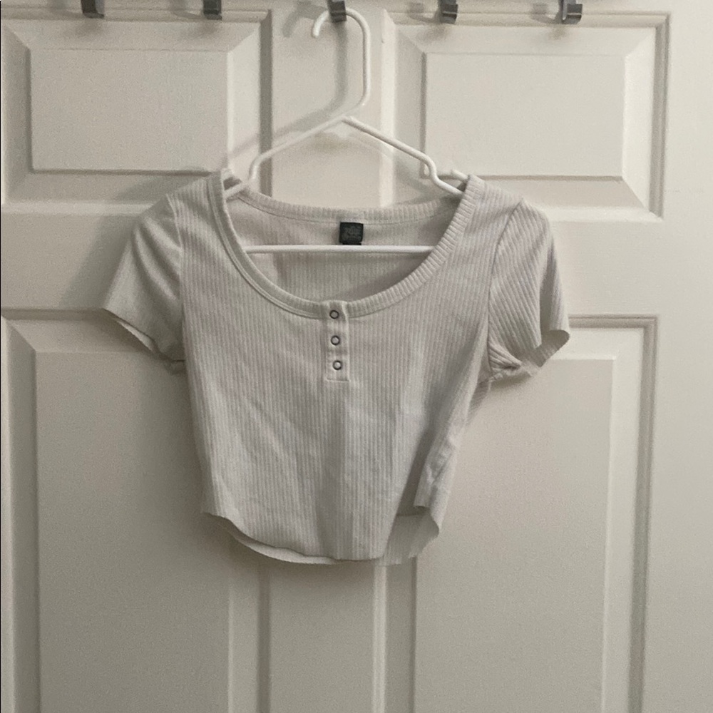 White Ribbed Crop Top